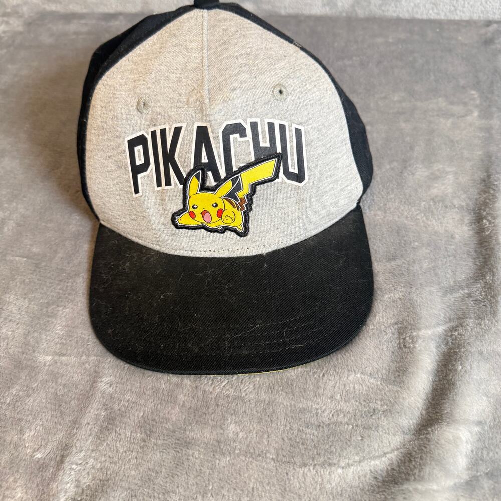 Pokemon Pikachu Youth Snapback Hat Gray Black Nintendo Baseball Cap OSFA